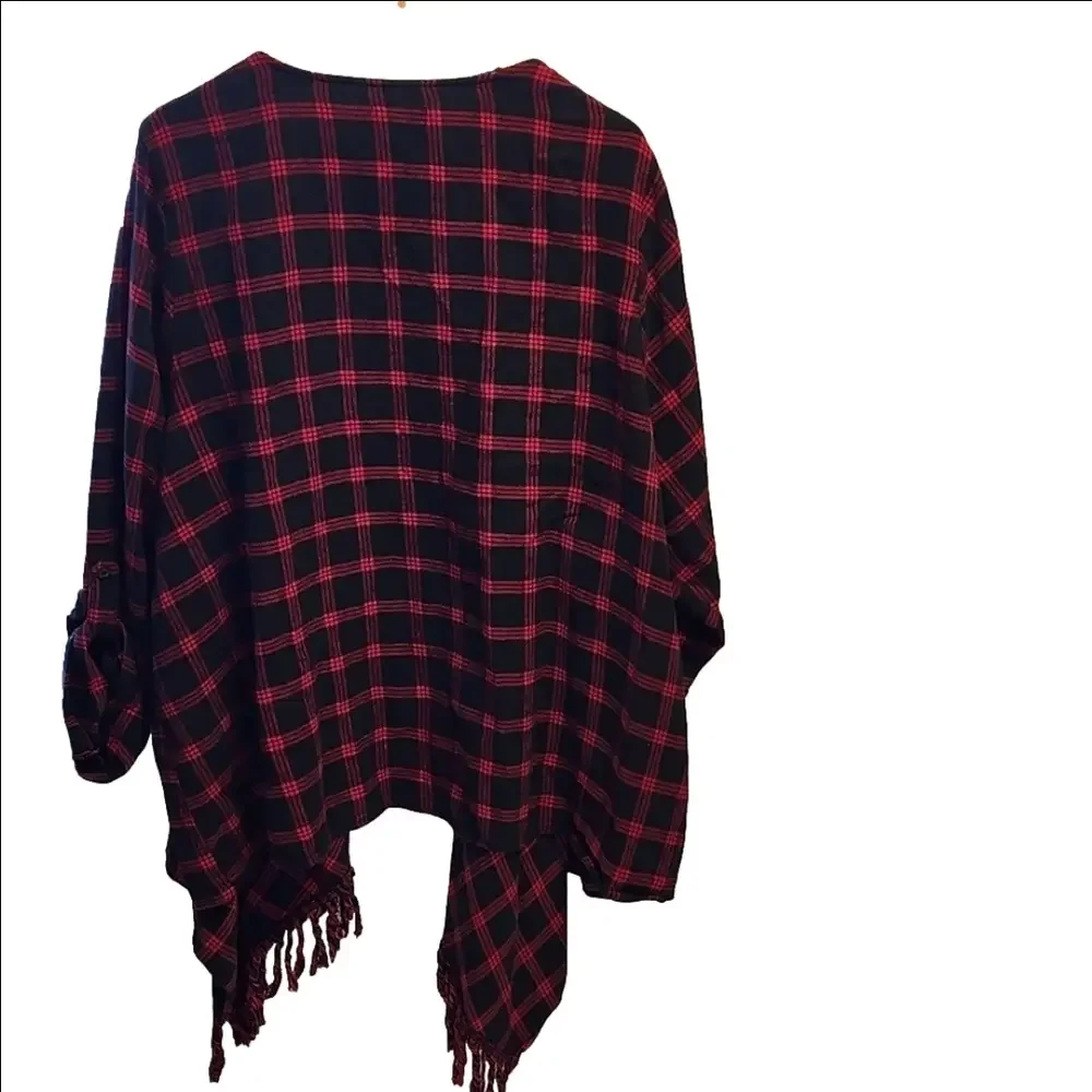 Torrid plus sz Buffalo plaid brushed flannel Drape front kimono sz 5X - Picture 8 of 12